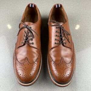 J CREW Superior Oar Stripe Shortwing Derby Brogue Shoes Preppy Leather Italy 10D